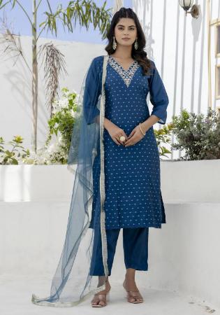 Picture of Nice Silk Navy Blue Readymade Salwar Kameez