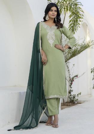 Picture of Gorgeous Silk Dark Sea Green Readymade Salwar Kameez