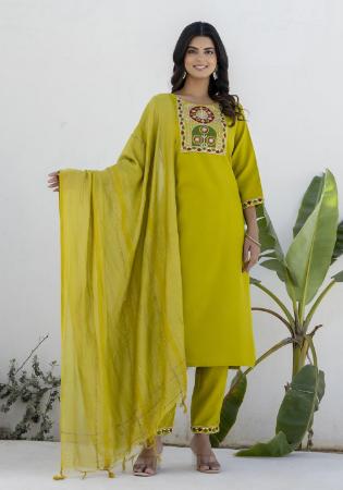 Picture of Cotton Dark Golden Rod Readymade Salwar Kameez