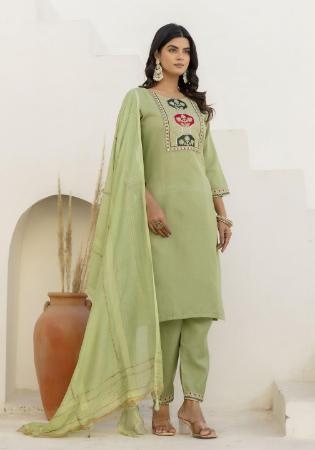 Picture of Beauteous Cotton Dark Khaki Readymade Salwar Kameez