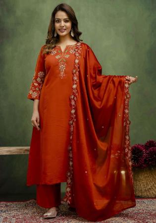 Picture of Enticing Silk Dark Red Readymade Salwar Kameez