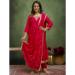 Picture of Fine Silk Red Readymade Salwar Kameez