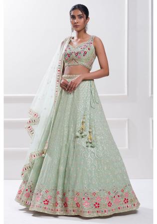 Picture of Exquisite Georgette Dark Sea Green Lehenga Choli