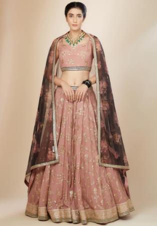 Picture of Sightly Georgette Rosy Brown Lehenga Choli