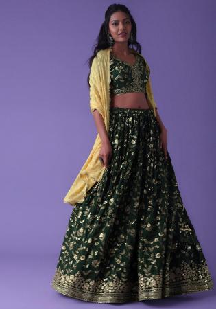 Picture of Fine Georgette Dark Olive Green Lehenga Choli