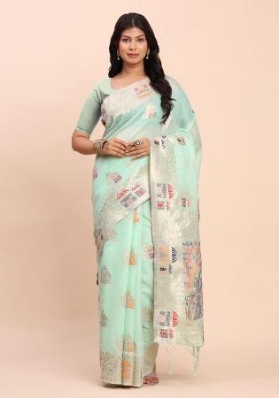 Picture of Good Looking Cotton & Linen Off White Saree