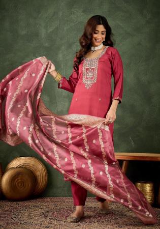 Picture of Marvelous Silk Maroon Readymade Salwar Kameez