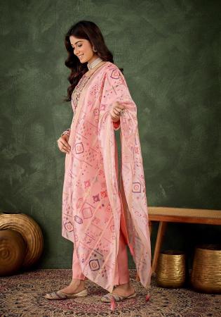 Picture of Elegant Silk Dark Salmon Readymade Salwar Kameez