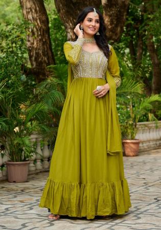 Picture of Grand Georgette Dark Golden Rod Readymade Gown
