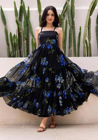 Picture of Radiant Georgette Black Kurtis & Tunic