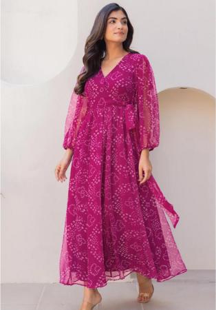 Picture of Amazing Georgette Fire Brick Kurtis & Tunic