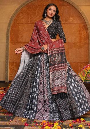Picture of Beautiful Crepe & Georgette Black Lehenga Choli