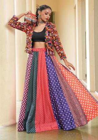 Picture of Superb Crepe & Georgette Indian Red Lehenga Choli
