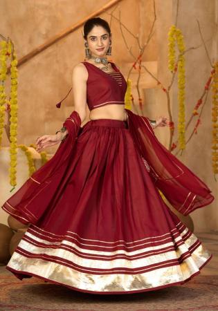Picture of Splendid Crepe & Georgette Maroon Lehenga Choli