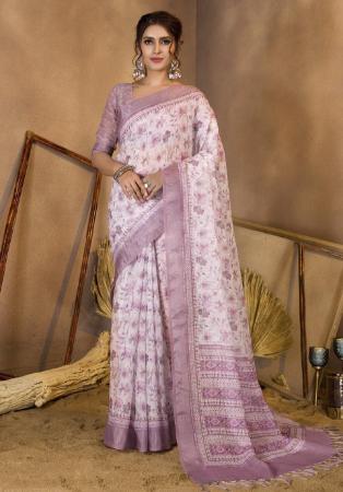 Picture of Amazing Linen Rosy Brown Saree