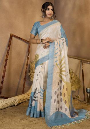 Picture of Admirable Linen Cadet Blue Saree