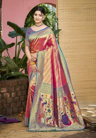 Picture of Fascinating Silk Pale Violet Red Saree
