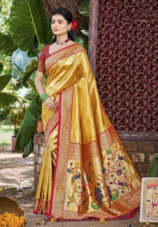 Picture of Excellent Silk Indian Red Saree