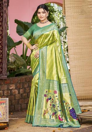 Picture of Splendid Silk Yellow Green Saree