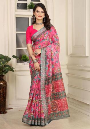 Picture of Sublime Cotton & Linen Pale Violet Red Saree