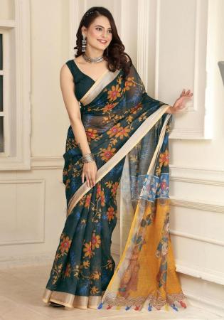 Picture of Admirable Cotton & Linen Sea Green Saree