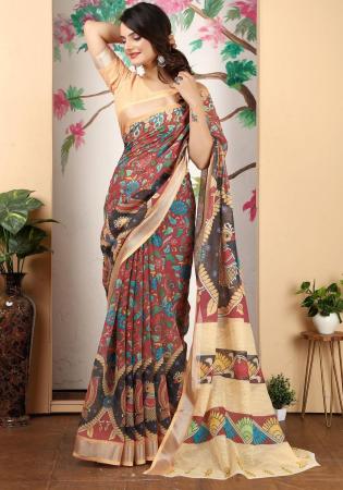 Picture of Wonderful Cotton & Linen Rosy Brown Saree