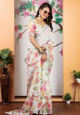 Picture of Marvelous Cotton & Linen Off White Saree