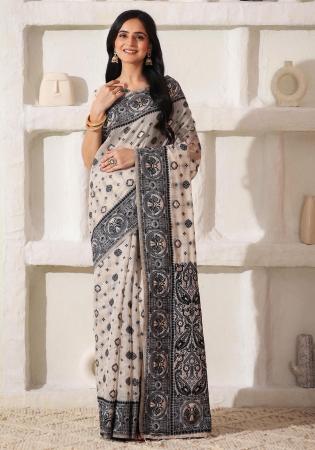 Picture of Fine Cotton & Linen Grey Saree