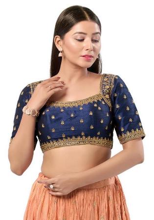 Picture of Fascinating Silk Dark Slate Blue Designer Blouse