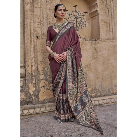 Picture of Ideal Silk Saddle Brown Saree
