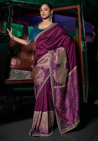 Picture of Resplendent Silk Dark Olive Green Saree