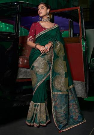 Picture of Pretty Silk Sea Green Saree