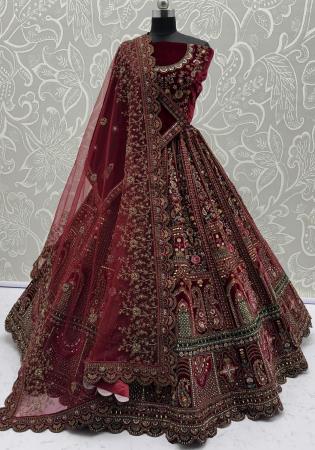 Picture of Comely Chiffon Maroon Lehenga Choli