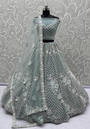 Picture of Graceful Net Light Slate Grey Lehenga Choli