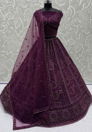 Picture of Excellent Net Purple Lehenga Choli