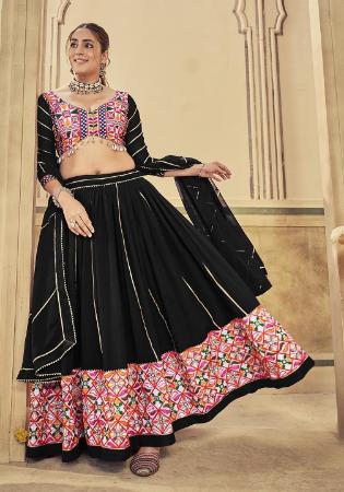 Picture of Cotton & Georgette & Silk Black Lehenga Choli
