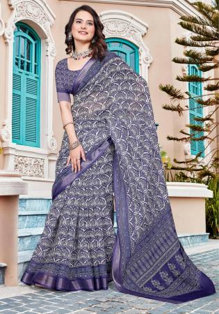 Picture of Wonderful Cotton & Linen Purple Saree