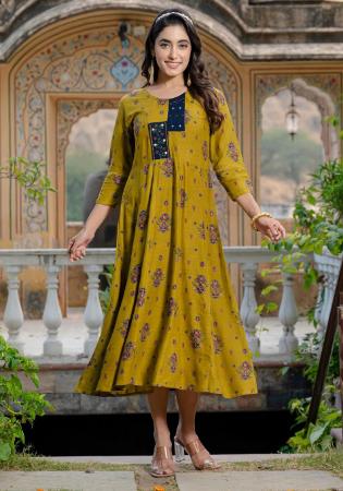 Picture of Ravishing Rayon Dark Golden Rod Readymade Gown