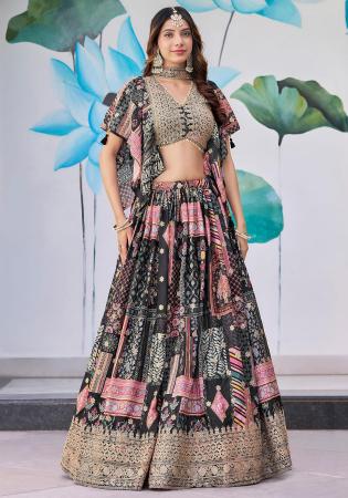 Picture of Statuesque Chiffon & Silk Black Lehenga Choli