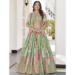 Picture of Chiffon & Silk Dark Olive Green Lehenga Choli