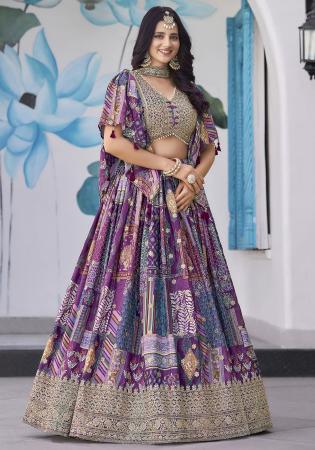 Picture of Beautiful Chiffon & Silk Violet Lehenga Choli