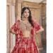 Picture of Good Looking Chiffon & Silk Fire Brick Lehenga Choli