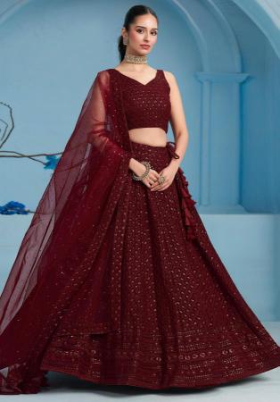 Picture of Shapely Georgette Maroon Lehenga Choli