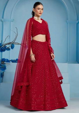 Picture of Bewitching Georgette Dark Red Lehenga Choli