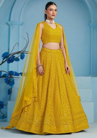 Picture of Statuesque Georgette Dark Golden Rod Lehenga Choli