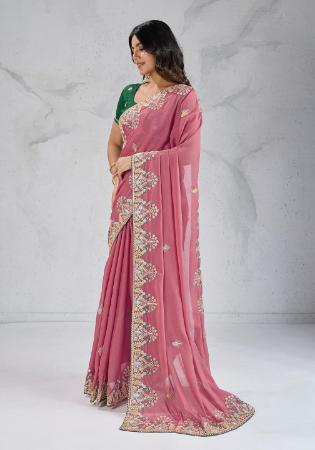 Picture of Grand Georgette & Silk Pink Saree
