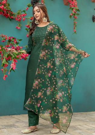 Picture of Gorgeous Silk Sea Green Readymade Salwar Kameez