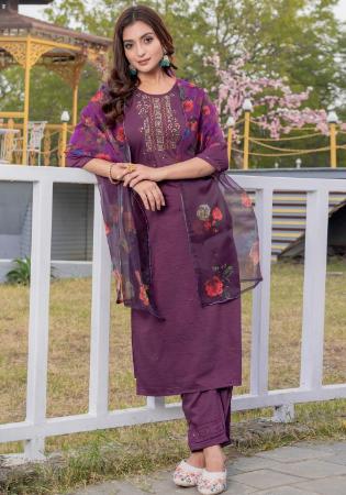 Picture of Resplendent Silk Plum Readymade Salwar Kameez