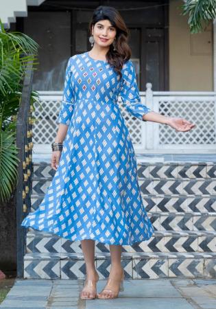 Picture of Excellent Rayon Light Blue Readymade Gown