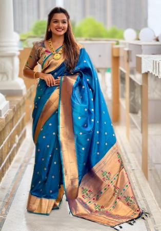 Picture of Lovely Silk Teal Saree
